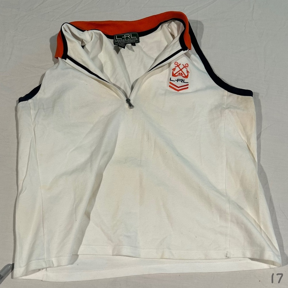 White zip up tennis vest | Lauren Active Ralph Lauren | Large